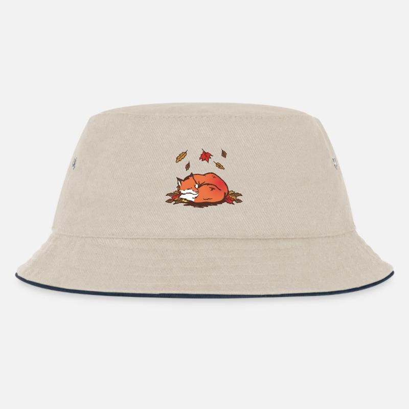 Ruhiger Herbstfuchs Illustration - Kinder Bucket Hat - Natur/Navy