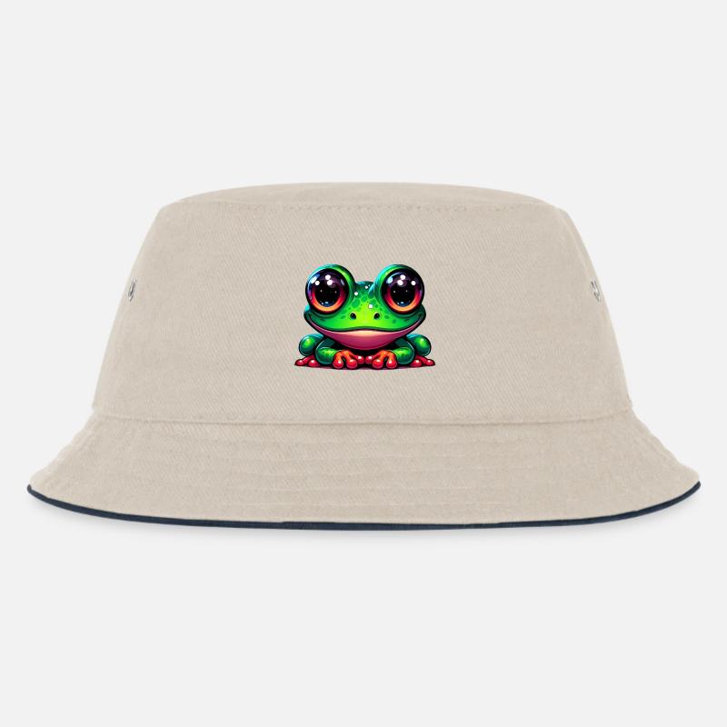 Frosch - Kinder Bucket Hat - Natur/Navy