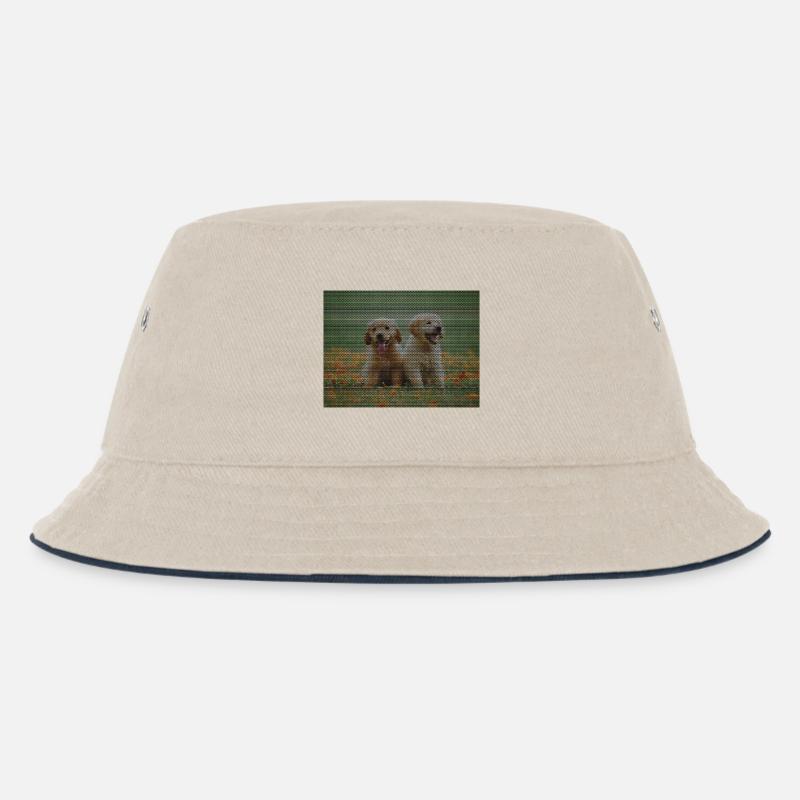 Zwei Labrador Retriever Welpen mit Dreickmuster - Kinder Bucket Hat - Natur/Navy