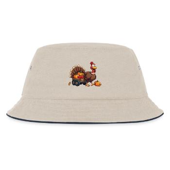 Thanksgiving Lustiger Thanksgiving Truthahn - Kinder Bucket Hat - Natur/Navy - Vorne