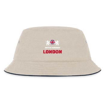 London United Kingdom Union Jack Löwen Design - Kinder Bucket Hat - Natur/Navy - Vorne