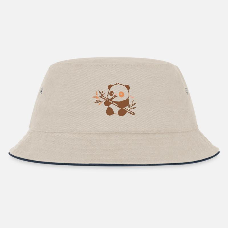Kuschelpanda mit Bambus - Kinder Bucket Hat - Natur/Navy