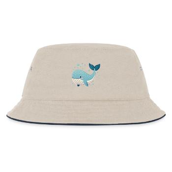 Blauwal mit Blasen - Kinder Bucket Hat - Natur/Navy - Vorne