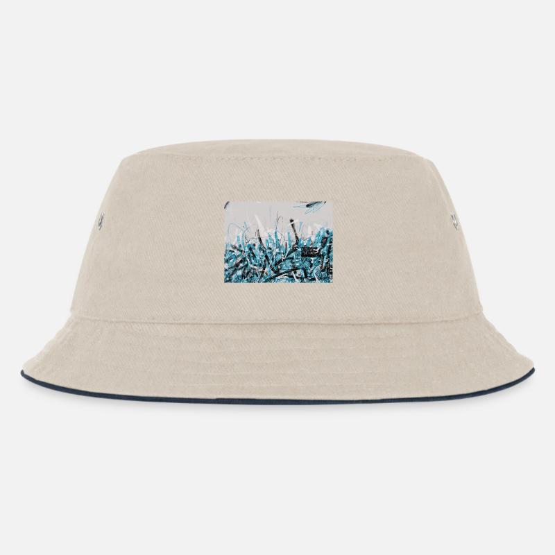Tag Without a Name - Kids’ Bucket Hat - ecru/navy