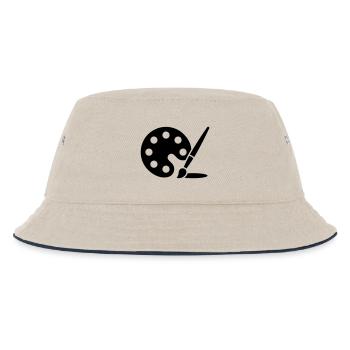 Malerei, Farbpalette, Pinsel, Kunst Symbol - Kinder Bucket Hat - Natur/Navy - Vorne