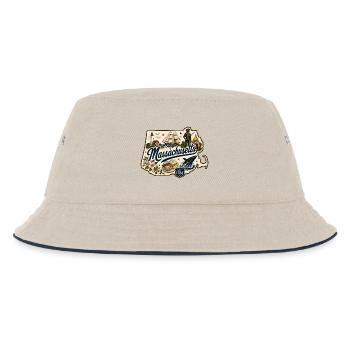 Massachusetts Vintage State Pride Aufkleber - Kinder Bucket Hat - Natur/Navy - Vorne
