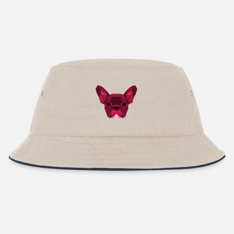 rosa Low Poly Frenchie - Cappello alla pescatora per bambini - naturale/navy