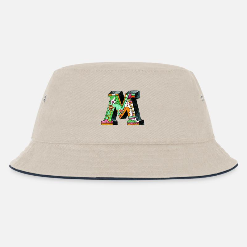 M Farbexplosion Doodle-Kunst - Kinder Bucket Hat - Natur/Navy