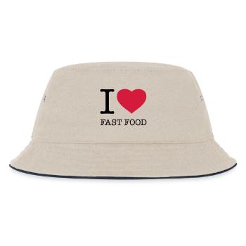 I LOVE FAST FOOD Foodie - Kinder Bucket Hat - Natur/Navy - Vorne