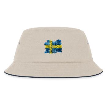 Schweden Vintage Flagge - Kinder Bucket Hat - Natur/Navy - Vorne