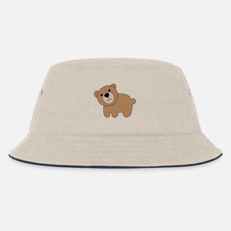 Bär - Kinder Bucket Hat - Natur/Navy