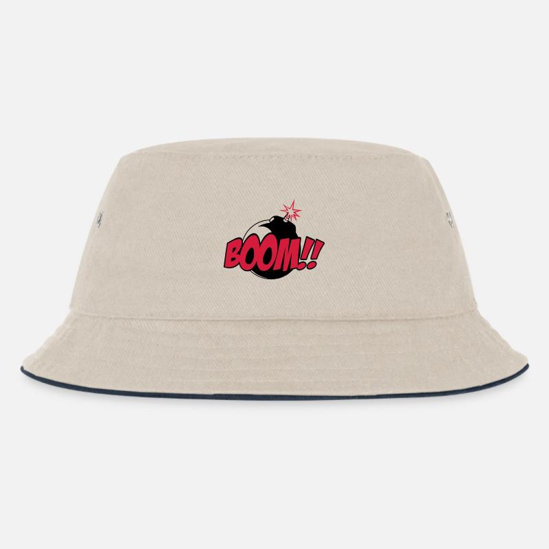 boom - comic sound - Kinder Bucket Hat - Natur/Navy