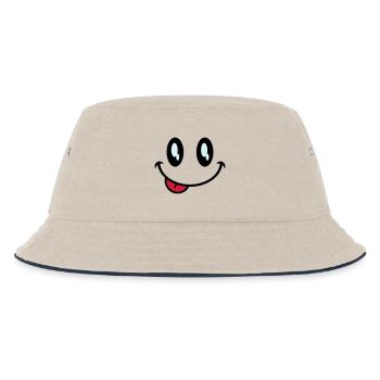 augen smiley zunge - Kinder Bucket Hat - Natur/Navy - Vorne