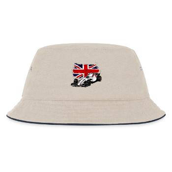 Racecar - Rennauto - Union Jack - UK Flag - Kinder Bucket Hat - Natur/Navy - Vorne