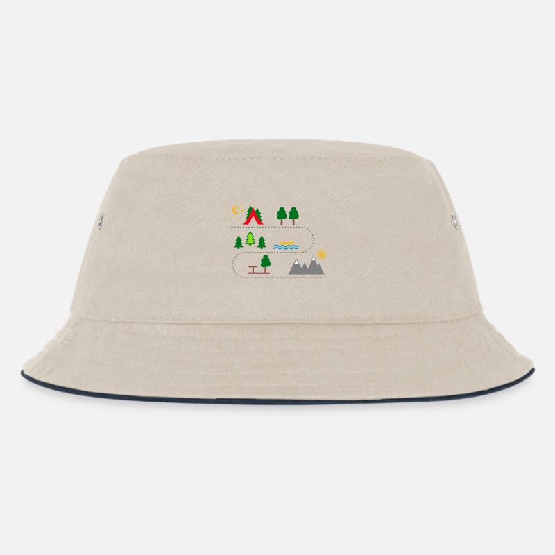 camping - Kinder Bucket Hat - Natur/Navy
