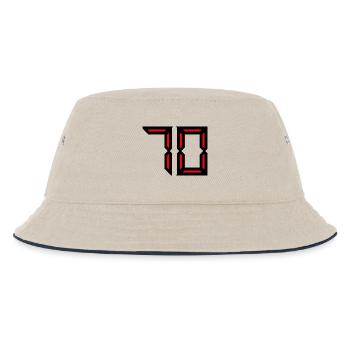 70 YEARS. 70TH ANNIVERSARY. BIRTHDAY 70 YEARS. 70 - Kids’ Bucket Hat - ecru/navy - Front
