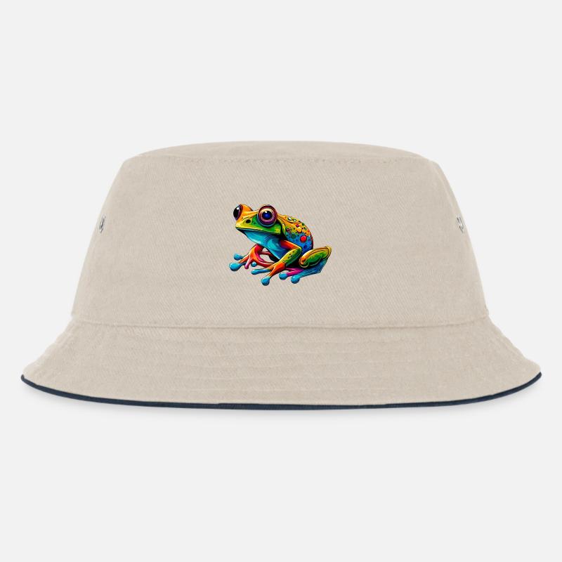 Frosch - Kinder Bucket Hat - Natur/Navy