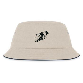 Skifahrer Ski Winter Winterurlaub Wintersport - Kinder Bucket Hat - Natur/Navy - Vorne