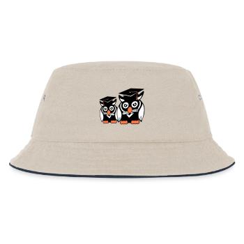 2 Eulen Schulabschluss College Abitur Student Team - Kinder Bucket Hat - Natur/Navy - Vorne
