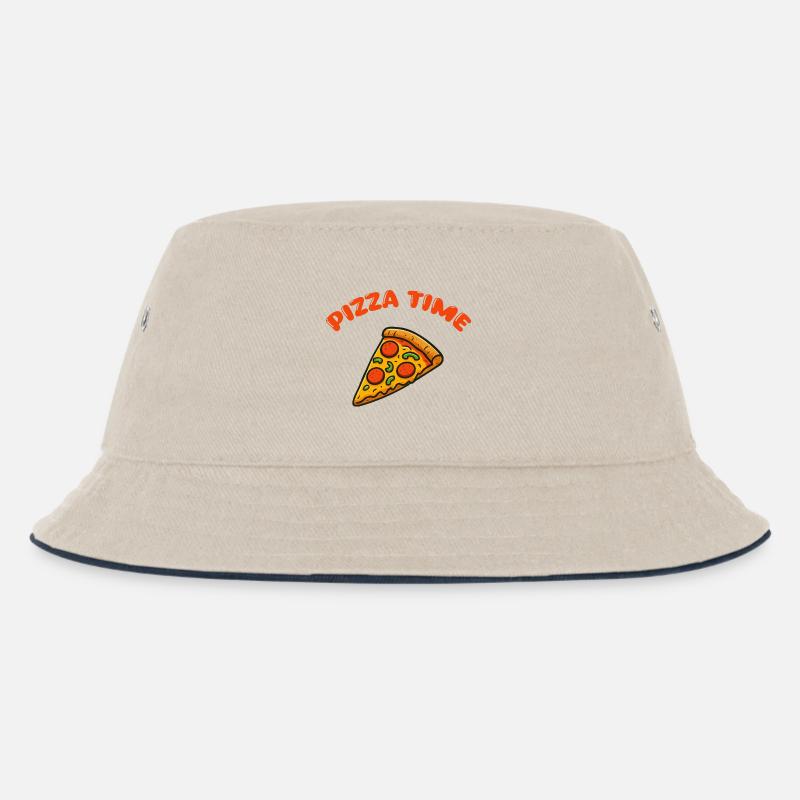 Pizza Comic - Kinder Bucket Hat - Natur/Navy