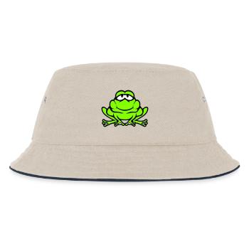 Frosch Kröte lächelt lustig Comic glücklich Cool - Kinder Bucket Hat - Natur/Navy - Vorne