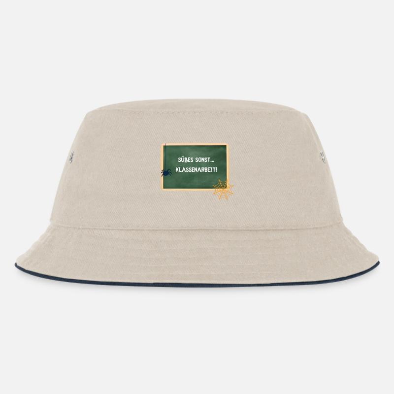 Sweets Otherwise Classwork - Halloween Teacher - Kids’ Bucket Hat - ecru/navy