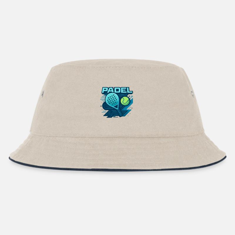 Padel Logo Schläger Ball Dynamik - Kinder Bucket Hat - Natur/Navy
