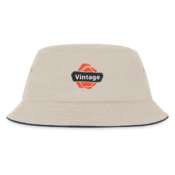 Vintage Art Old School Retro - Kinder Bucket Hat - Natur/Navy - Vorne