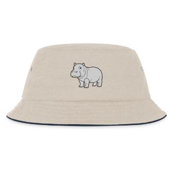Nilpferd Stehend Comic Tier Zoo - Kinder Bucket Hat - Natur/Navy - Vorne