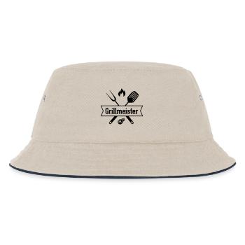 Grillmeister Emblem (BBQ, Grill, grillen) - Kinder Bucket Hat - Natur/Navy - Vorne