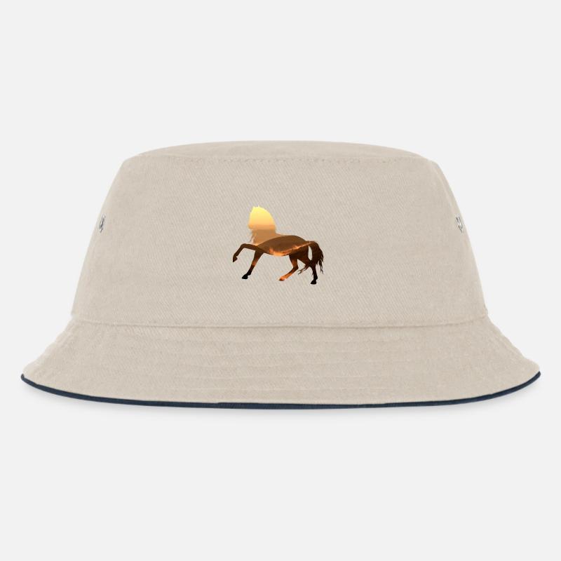 Pferd - Kinder Bucket Hat - Natur/Navy