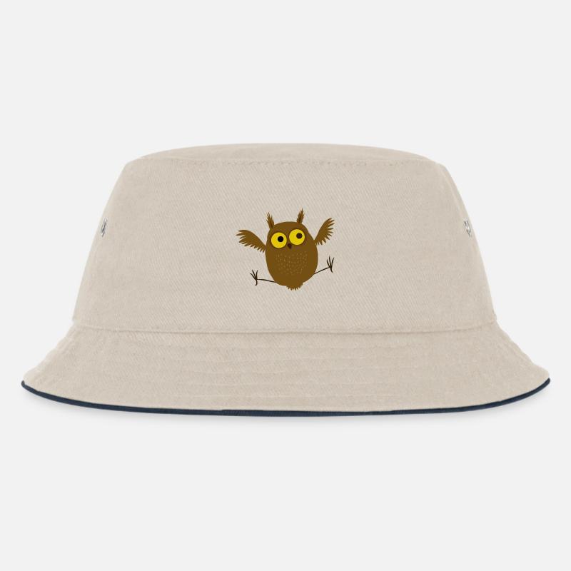Eule - Kinder Bucket Hat - Natur/Navy