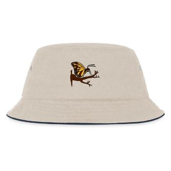 schmetterling auf ast baum wald insekt fluegel - Kinder Bucket Hat - Natur/Navy - Vorne