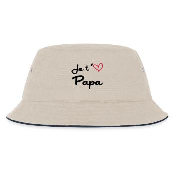 Je t'aime Papa / Naissance / Bébé / Fête des Pères - Kinder Bucket Hat - Natur/Navy - Vorne