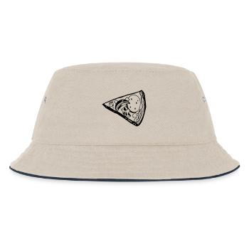 Pizza Slice Pärchen Valentinstag Essen Love - Kinder Bucket Hat - Natur/Navy - Vorne