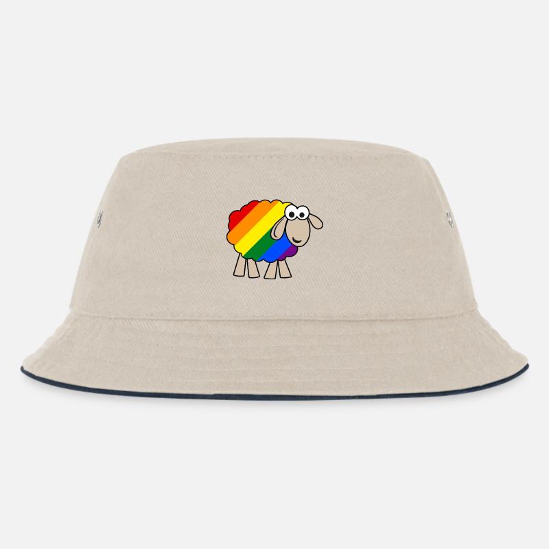 Regenbogen Schaf - Kinder Bucket Hat - Natur/Navy