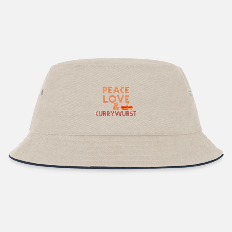 Peace, Love & Currywurst - Kinder Bucket Hat - Natur/Navy