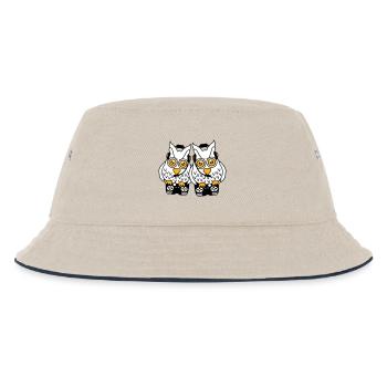 2 Gamer Eulen zocken Team Freunde zwei Spieler Duo - Kinder Bucket Hat - Natur/Navy - Vorne