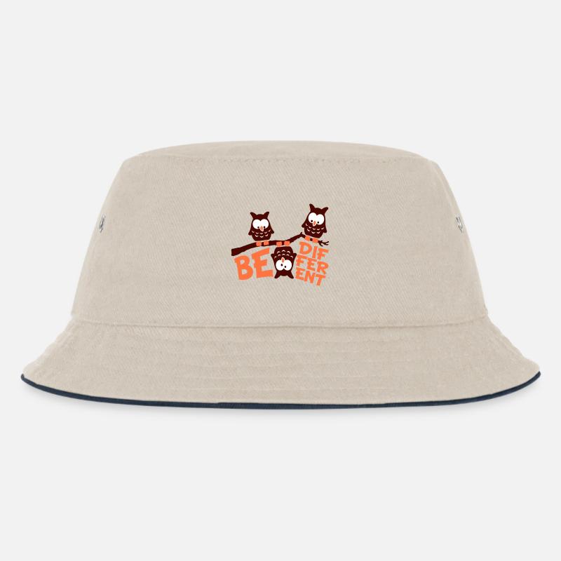 3 Eulen Be Different Spruch verrückt komisch Ast - Kinder Bucket Hat - Natur/Navy