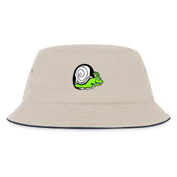 Schnecke guckt Loch Wand Mauseloch lustig albern - Kinder Bucket Hat - Natur/Navy - Vorne
