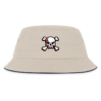 Totenkopf Skelett Knochen Symbol - Kinder Bucket Hat - Natur/Navy - Vorne