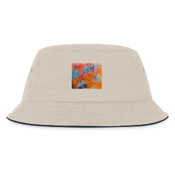 Abstrakte bunte Kreise auf lebhaftem Hintergrund - Kinder Bucket Hat - Natur/Navy - Vorne