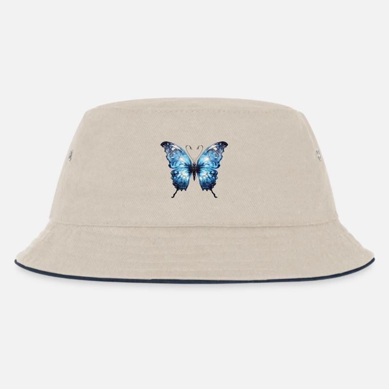 Papillon bleu - Design d’insecte brillant - Bob Enfant - blanc cassé/bleu marine