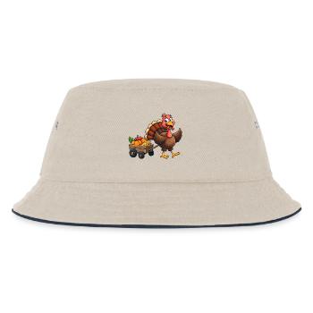 Thanksgiving Lustiger Thanksgiving Truthahn - Kinder Bucket Hat - Natur/Navy - Vorne