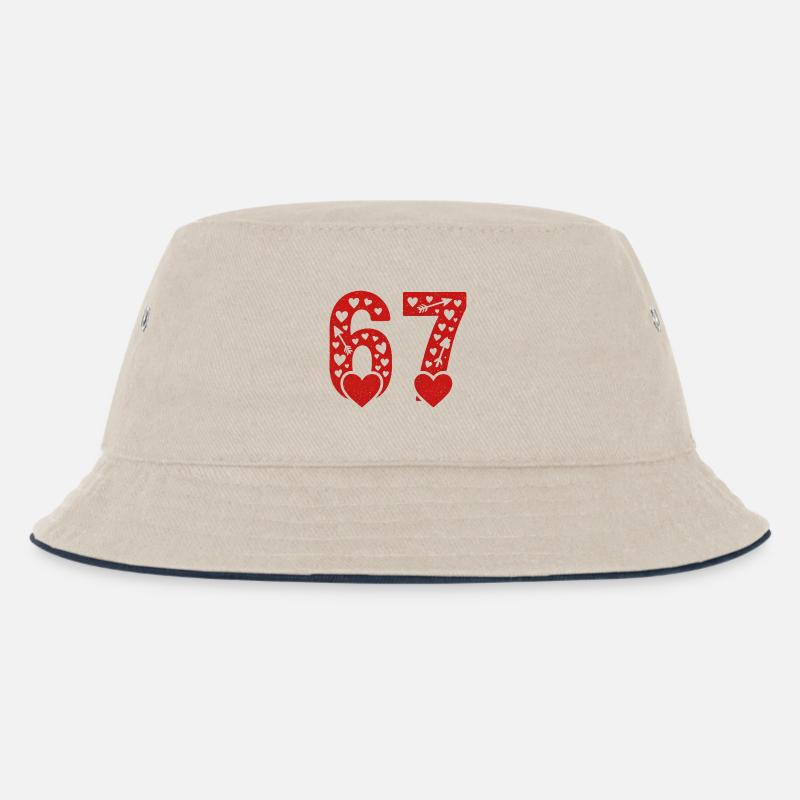 Valentinstag 6-7 Spaß 67 Nummer Valentinstag Sechs - Kinder Bucket Hat - Natur/Navy