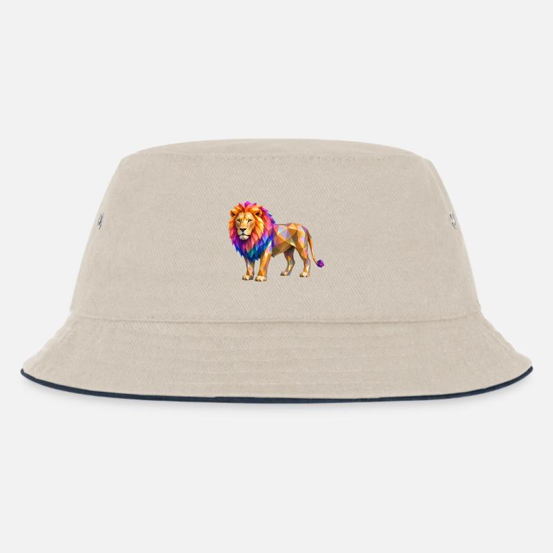 Polygonlöwe Farbexplosion - Kinder Bucket Hat - Natur/Navy