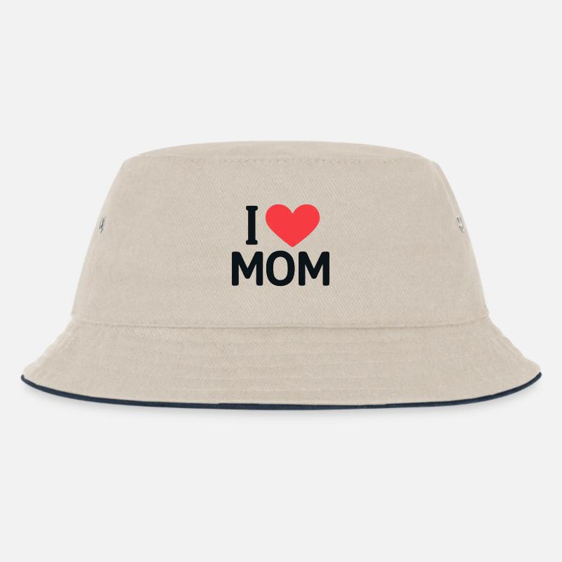 Ich liebe das MOM-Herzdesign - Kinder Bucket Hat - Natur/Navy