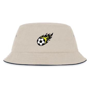Fussball Flamme Ball - Kinder Bucket Hat - Natur/Navy - Vorne