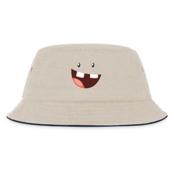Lustiges Monster mit breitem Grinsen - Kinder Bucket Hat - Natur/Navy - Vorne