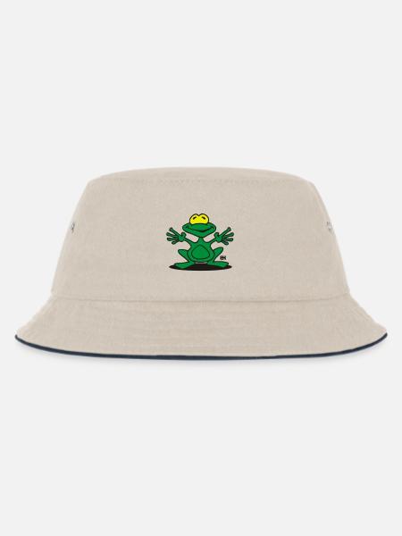 Frosch - Kinder Bucket Hat - Natur/Navy